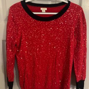 Red sequined flashy sweater